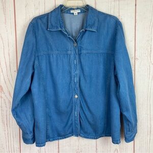 Pendleton Plus Women's 3X Denim Chambray Button Jacket Lyocell Collared Flaw